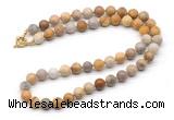 GMN7619 18 - 36 inches 8mm, 10mm matte fossil coral beaded necklaces