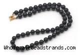 GMN7620 18 - 36 inches 8mm, 10mm matte black onyx beaded necklaces