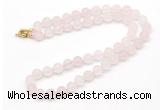 GMN7632 18 - 36 inches 8mm, 10mm matte rose quartz beaded necklaces