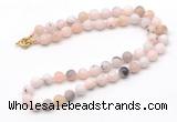 GMN7637 18 - 36 inches 8mm, 10mm matte natural pink opal beaded necklaces