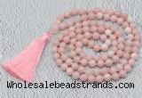 GMN770 Hand-knotted 8mm, 10mm Chinese pink opal 108 beads mala necklaces with tassel