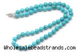 GMN7702 18 - 36 inches 8mm, 10mm round turquoise beaded necklaces