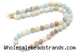 GMN7703 18 - 36 inches 8mm, 10mm round amazonite beaded necklaces