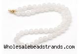 GMN7707 18 - 36 inches 8mm, 10mm round white jade beaded necklaces