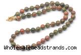 GMN7716 18 - 36 inches 8mm, 10mm round unakite beaded necklaces