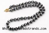 GMN7729 18 - 36 inches 8mm, 10mm round black Tibetan agate beaded necklaces