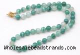 GMN7746 18 - 36 inches 8mm, 10mm round green banded agate beaded necklaces