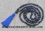 GMN775 Hand-knotted 8mm, 10mm dumortierite 108 beads mala necklaces with tassel