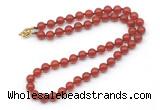 GMN7759 18 - 36 inches 8mm, 10mm round red agate beaded necklaces