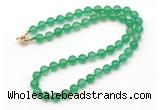 GMN7760 18 - 36 inches 8mm, 10mm round green agate beaded necklaces