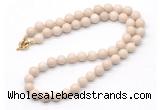 GMN7770 18 - 36 inches 8mm, 10mm round white fossil jasper beaded necklaces