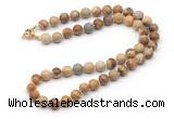 GMN7776 18 - 36 inches 8mm, 10mm round picture jasper beaded necklaces