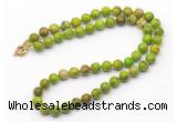 GMN7789 18 - 36 inches 8mm, 10mm round green sea sediment jasper beaded necklaces