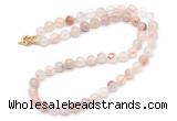 GMN7793 18 - 36 inches 8mm, 10mm round pink quartz beaded necklaces