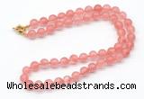 GMN7794 18 - 36 inches 8mm, 10mm round cherry quartz beaded necklaces