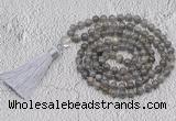 GMN780 Hand-knotted 8mm, 10mm labradorite 108 beads mala necklaces with tassel