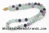 GMN7801 18 - 36 inches 8mm, 10mm round fluorite beaded necklaces