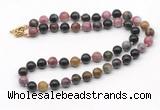 GMN7811 18 - 36 inches 8mm, 10mm round tourmaline beaded necklaces