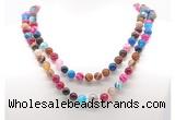 GMN8009 18 - 36 inches 8mm, 10mm colorful banded agate 54, 108 beads mala necklaces