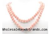 GMN8036 18 - 36 inches 8mm, 10mm Chinese pink opal 54, 108 beads mala necklaces