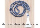 GMN8201 18 - 36 inches 8mm blue spot stone 54, 108 beads mala necklace with tassel