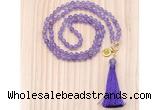 GMN8205 18 - 36 inches 8mm amethyst 54, 108 beads mala necklace with tassel