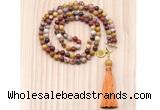 GMN8212 18 - 36 inches 8mm mookaite 54, 108 beads mala necklace with tassel