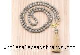 GMN8218 18 - 36 inches 8mm feldspar 54, 108 beads mala necklace with tassel