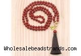 GMN8223 18 - 36 inches 8mm red agate 54, 108 beads mala necklace with tassel