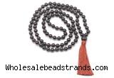 GMN8402 Hand-knotted 8mm, 10mm garnet 27, 54, 108 beads mala necklace with tassel