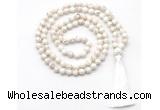 GMN8410 8mm, 10mm white howlite 27, 54, 108 beads mala necklace with tassel