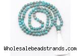 GMN8412 8mm, 10mm blue sea sediment jasper 27, 54, 108 beads mala necklace with tassel