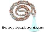 GMN8413 8mm, 10mm serpentine jasper 27, 54, 108 beads mala necklace with tassel