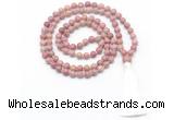 GMN8415 8mm, 10mm pink wooden jasper 27, 54, 108 beads mala necklace with tassel