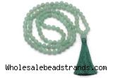 GMN8427 8mm, 10mm matte green aventurine 27, 54, 108 beads mala necklace with tassel