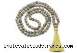 GMN8428 8mm, 10mm matte rhyolite 27, 54, 108 beads mala necklace with tassel