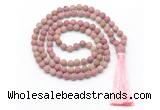 GMN8448 8mm, 10mm matte pink wooden jasper 27, 54, 108 beads mala necklace with tassel