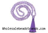 GMN8460 8mm, 10mm amethyst 27, 54, 108 beads mala necklace with tassel