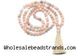 GMN8471 8mm, 10mm sunstone 27, 54, 108 beads mala necklace with tassel