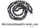 GMN8499 8mm, 10mm black banded agate 27, 54, 108 beads mala necklace with tassel