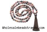 GMN8516 8mm, 10mm rhodonite 27, 54, 108 beads mala necklace with tassel