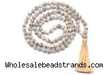 GMN8520 8mm, 10mm feldspar 27, 54, 108 beads mala necklace with tassel