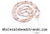 GMN8528 8mm, 10mm natural pink opal 27, 54, 108 beads mala necklace with tassel