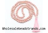 GMN8529 8mm, 10mm Chinese pink opal 27, 54, 108 beads mala necklace with tassel