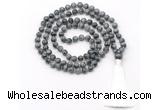 GMN8534 8mm, 10mm eagle eye jasper 27, 54, 108 beads mala necklace with tassel