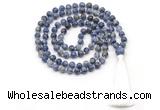 GMN8539 8mm, 10mm blue spot stone 27, 54, 108 beads mala necklace with tassel