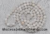 GMN904 Hand-knotted 8mm, 10mm matte white crazy agate 108 beads mala necklaces