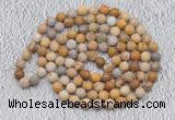 GMN907 Hand-knotted 8mm, 10mm matte fossil coral 108 beads mala necklaces