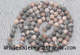 GMN908 Hand-knotted 8mm, 10mm matte pink zebra jasper 108 beads mala necklaces