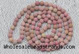 GMN913 Hand-knotted 8mm, 10mm matte pink fossil jasper 108 beads mala necklaces